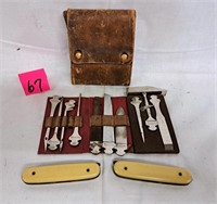 bonsa knife tool kit leather pouch torn buttons