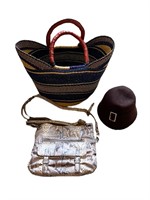 Cole Haan Purse and Straw Beach Tote