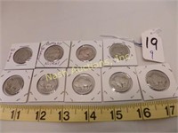 9 buffalo nickels-unable to read dates