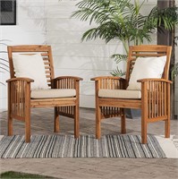 Walker Edison Acacia Wood Patio Chairs in Brown