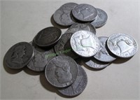 Lot of (20) Franklin Half Dollars -90% Silver