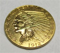 1912 $2.5 Gold Indian XF AU Grade