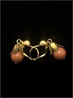 Vintage 14k Gold Bead Charmed Earrings