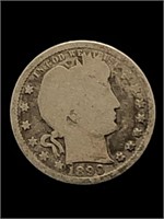 Antique 1899 Barber Silver Quarter Coin