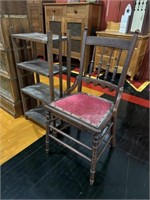 Small Oak Bookcase & Antique Chair