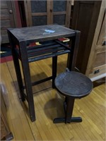 Telephone Stand with Attached Stool