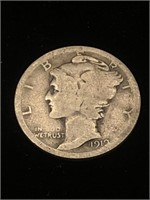 Antique 1912 Mercury Silver Dime coin