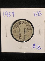 Vintage 1929 Standing Liberty Silver Quarter Coin