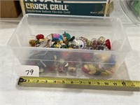 Plastic Tote of Vintage Gum Ball Toys