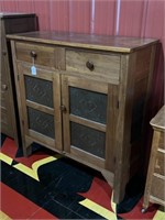 Walnut 6 Tin Pie Safe with 2 Drawers 47"H x 44"W x