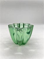 Green Floral Glass Candle Holder