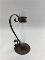Vintage Copper Tone Iron Glass Candle Decor
