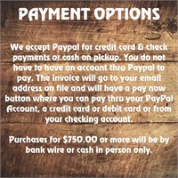 Paypal or Cash On Pickup
