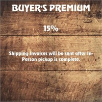 15% Buyers Premium,Shipping Available On Many Lots