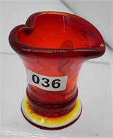 Fenton Ruby heart shaped mini vase made for NFGS