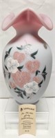 . Blue Burmese Satin Valentine's design Vase.