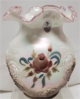 Fenton "Rose" Milkglass Iridized  Rose Crest vase