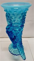Fenton Blue Opalescent hobnail hand vase