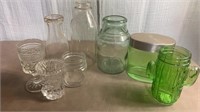 Green Glass Bottles Cut Glass Lot