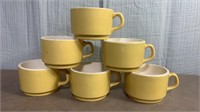 Mid Century Yellow Ceramic Coffee Cup Set of 6