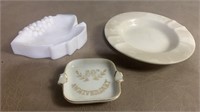 Lefton White Ceramic & Milk Glass Ash Tray Dish
