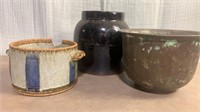 Ceramic Clay & Brass Vessels Vase Lot