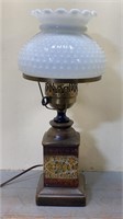 Hobnail Milk Glass Globe Lamp Tested