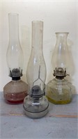 Vintage Glass Hurricane Oil Lamp Trio Lot of 3