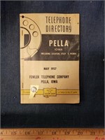 Vintage 1957 Pella IA Fowler Phone Book Directory
