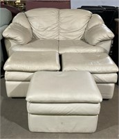 (E) Quality Control Faux Leather Love Seat and 3