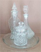 4pc Crystal Glass Decanter & Tray Set