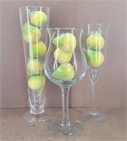 3pc Tall Glass Vases