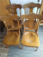 Set of 4 Antique Carved Back Chairs