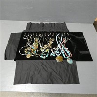 Black Velvet Necklace Case w/ Costume Jewelry
