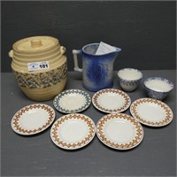 Spongeware Cookie Jar - Stoneware Pitcher