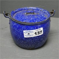 Early Blue Agateware Berry Bucket