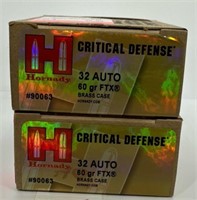 (50) Rounds of Hornady 32auto Critical Defense HP