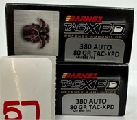(40) Rounds of Barnes .380auto HP 80gr Tac-XPD.
