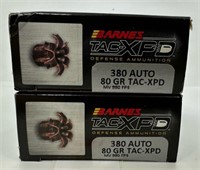 (40) Rounds of Barnes .380auto Tac-XPD 80gr.