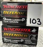 (40) Rounds of Winchester Defender 9mm +P 124gr