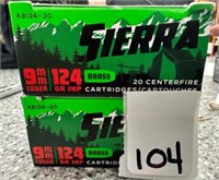 (40) Rounds of Sierra 9mm 124gr JHP.