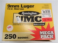 (250) Rounds of 9mm luger 115GR metal case