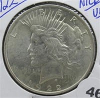1922 Nice/UNC Peace Silver Dollar
