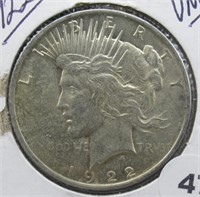 1922 UNC Peace Silver Dollar.