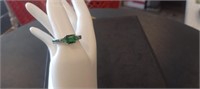 Sterling & Emerald Ladies Fashion Ring Size 9
