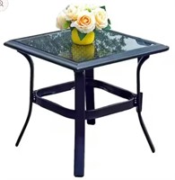 Brown Square Metal Outdoor Side Table