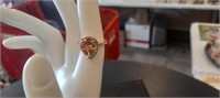 Ladies Rose Gold Sterling Ring w/ Lg Pear Shaped