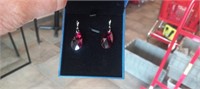 Pair Ladies Ruby Red earrings