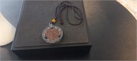 Mens Acrylic w/ Copper Decoration Pendant Necklace