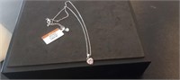 GN Pearl Silver Necklace w/ Pink Ice Heart Pendant